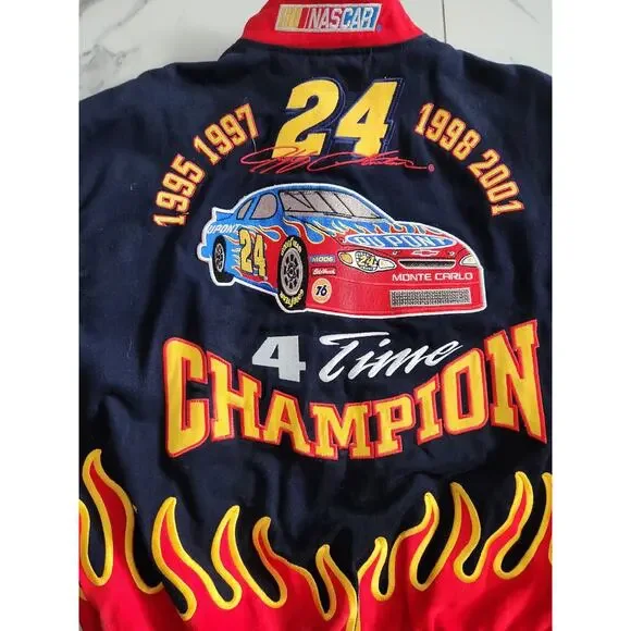 Vintage DuPont NASCAR Jeff Gordon 24 Flames 2001 Jacket Champion JH Chase Size M